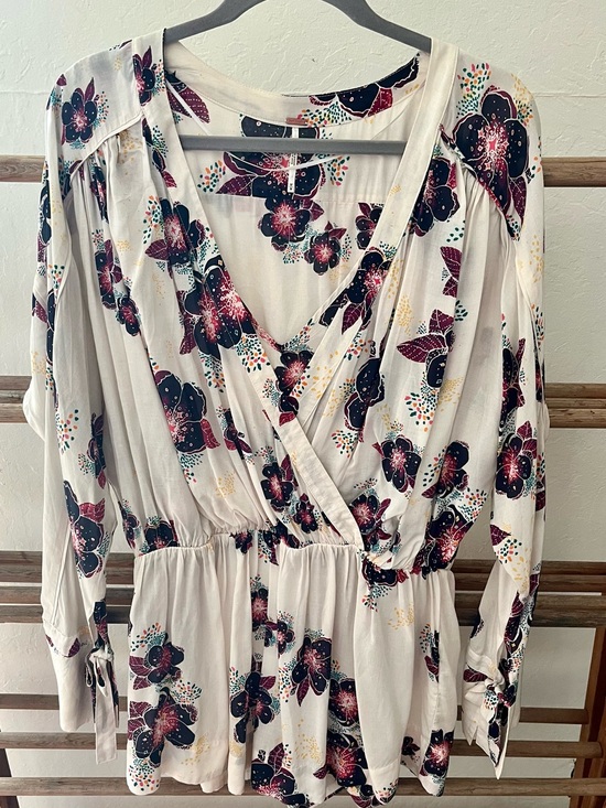Free People Dresses & Skirts - Free People Surplice Tunic/Dress in Cream With Multi-Color Floral Design